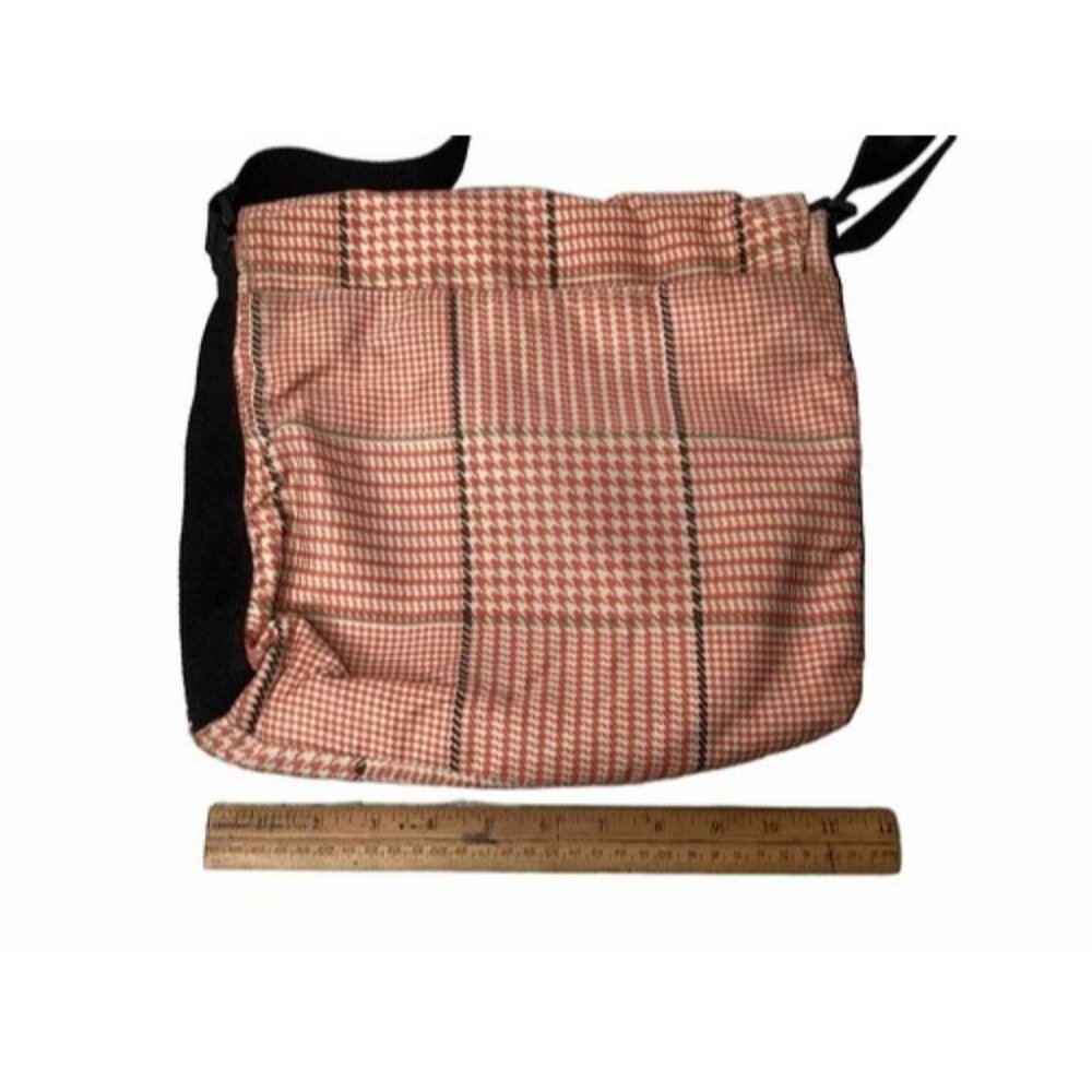 Vintage Ralph Lauren Crossbody Bag Purse Pink Houndstooth 4 Pockets - READ - Picture 6 of 7